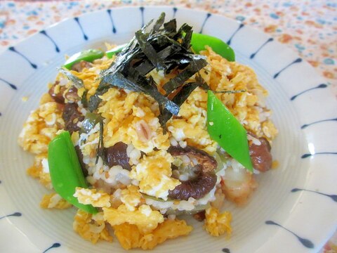 蕗と高野の煮物で炒り卵ちらし寿司